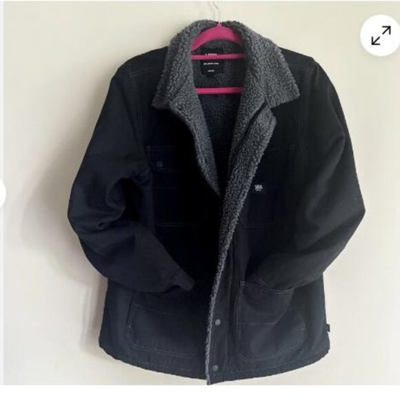 VANS Drill Chore Coat Sherpa Lined Zip Button Black Sz Men’s Med - Picture 1 of 9